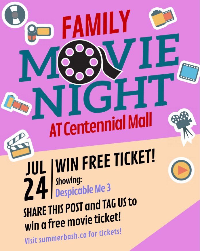SummerBashYQR's tweet photo. To stand a chance to Win an actual FREE TICKET to one of the movie nights, simply RETWEET THIS POST and TAG US!

We’re excited!💃🕺🏼 https://t.co/bX95vwOHUw