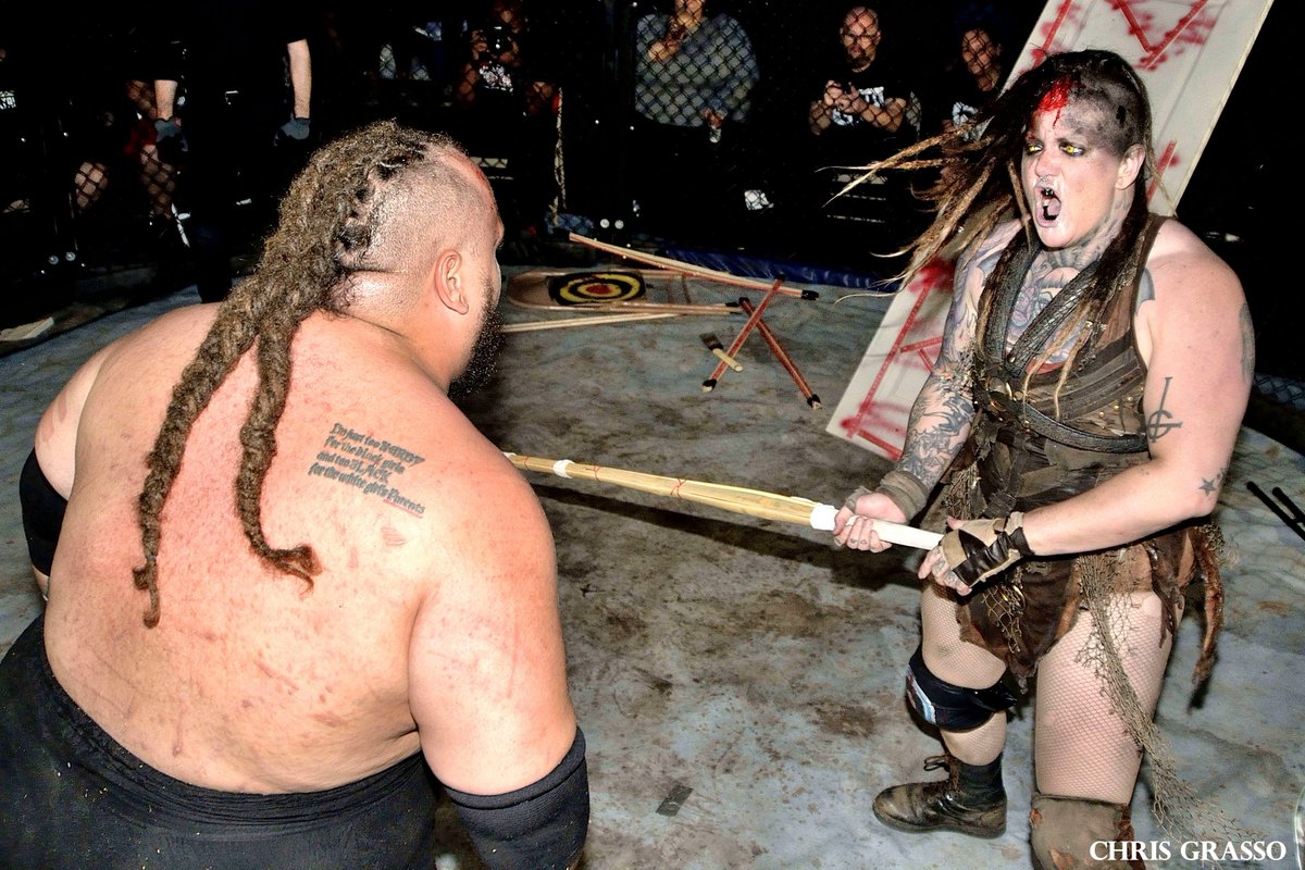 Ringsideguy's tweet photo. From @ICWNHB Pitfighter X9 #PFX9 Match #3 @SatuJinnUncivil vs. @_theyaremax_ 3/3 https://t.co/s32CDBumn6