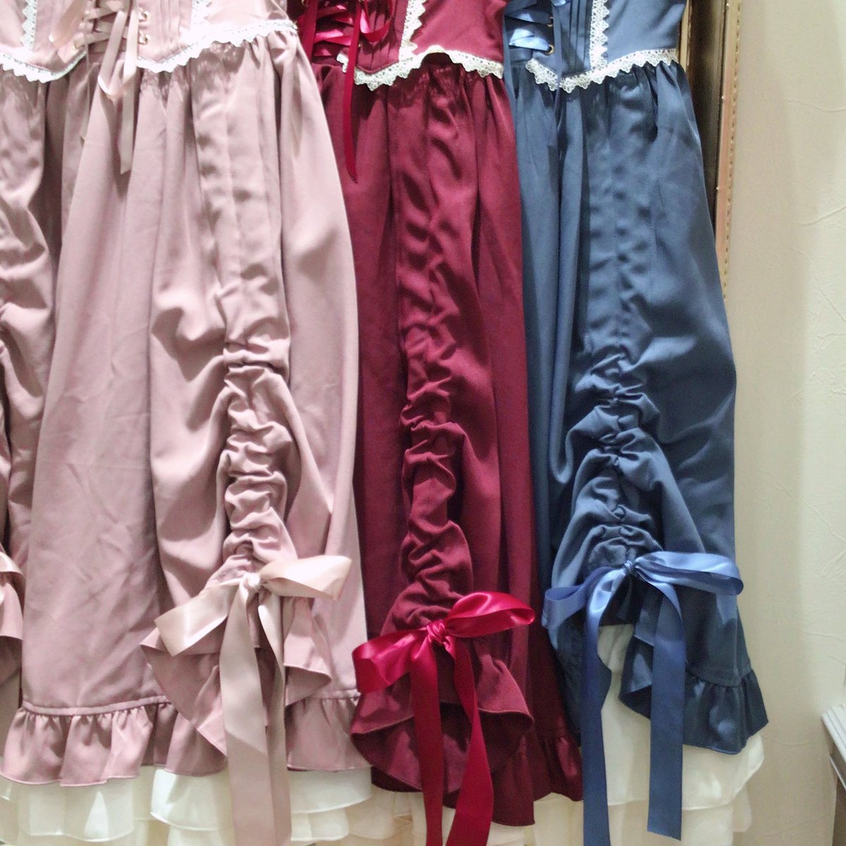 New Classique Dolly Ribbon レイヤードロングスカート ピンク 