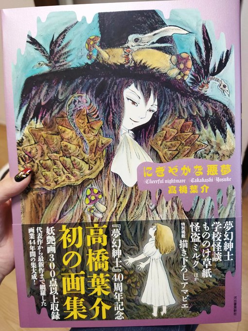 高橋葉介の画集届いた〜〜!!すっげえめちゃくちゃ豪奢!!予想外のデカさのハードカバーでびっくりしちゃった やっぱり80年代頃の色気ドバドバの夢幻魔実也が……好き……! 