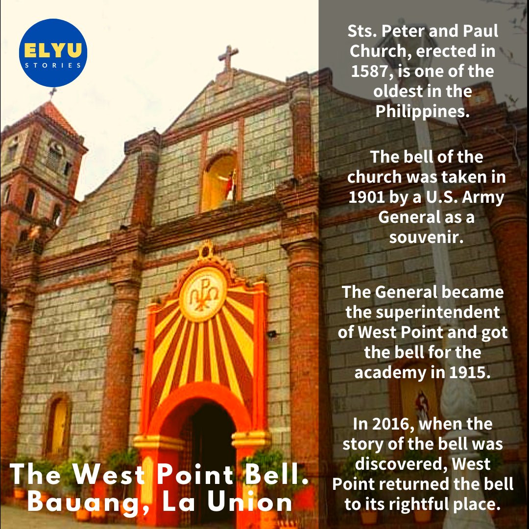 elyustories's tweet photo. The church bell that went to West Point.
Here's the story..
#bauangchurch #westpointbell #wheninlaunion
#travelphotography #travelph #travelgram https://t.co/XLS0RtBTlo
