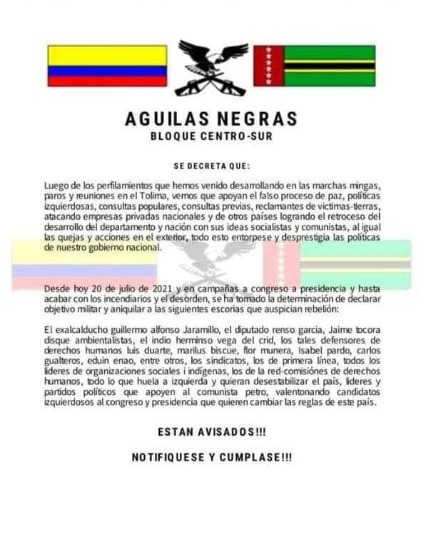 CGTCol's tweet photo. Con preocupación e indignación, la CGT informa que nuestro compañero @JaimeCortsSure4 presidente de @Fegtolima y @CGT_Fanal, ha sido amenazado de muerte, así como otros líderes sociales.

Solicitamos a la @FiscaliaCol y a @UNPColombia protegerlos y garantizar su labor sindical https://t.co/XGdAoMgAiV