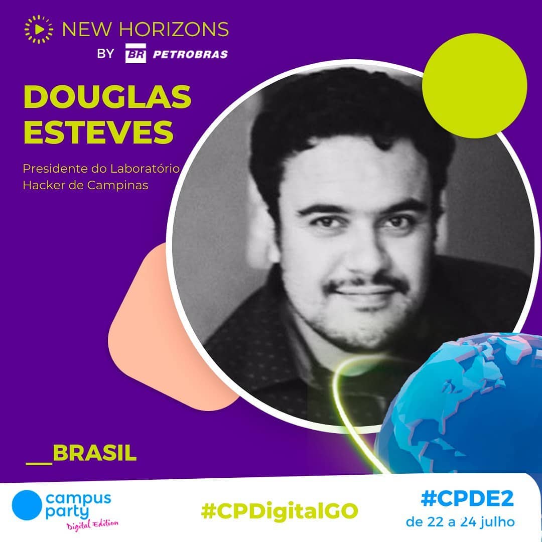 _DouglasEsteves's tweet photo. Convite para a Campus Party Digital Edition de 2021.
No dia 22/07/2021 às 18 horas estarei no Palco New Horizons São Paulo Com a atividade: Customizando um roteador caseiro.
https://t.co/6FQ6eyPq69
#CPDE2 #CPDE #CPLatam #CampusParty #CPBR #rebootheworld https://t.co/uvxDfTuqjL