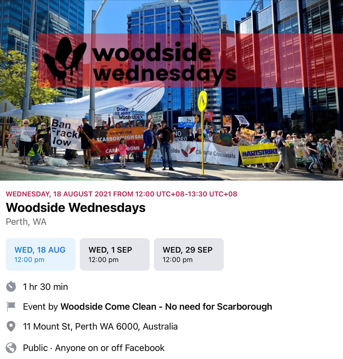 XRWAGrandparent's tweet photo. Let #Woodside shareholders know how we feel about this:

https://t.co/jpp24ANfvI

Come to Woodside Wednesdays💚
#350Perth
#ClimateEmergency 
#XRebellionWA https://t.co/YjyWsovbdd