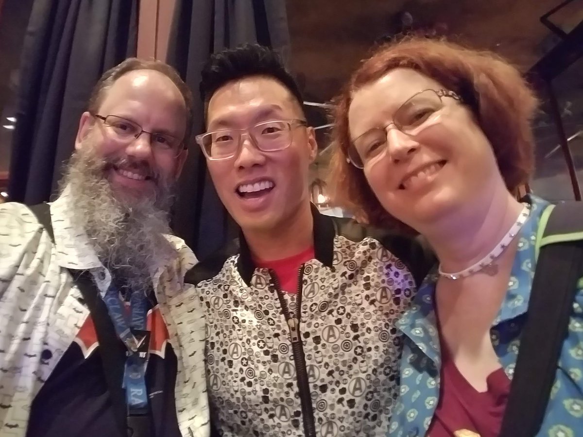brainwise's tweet photo. Look at this throwback: It's @BookendedByCats (@dangrdafne and me) with @Crazy4ComicCon during #GameOfBloggers III. Lots of @HeroWithinInc gear in view! #SDCC #SDCC2018 #ComicCon #ConMemories https://t.co/dIJbvggs6l