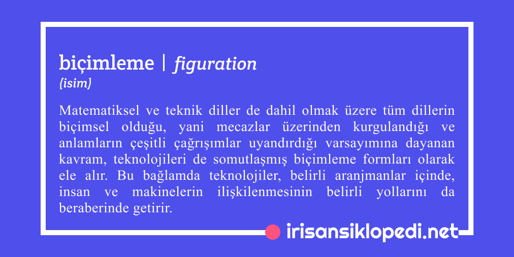 figuration | biçimleme (isim)

Yazar: 
Cansu Güner (<a href="/cansuguner/">Dr. Cansu Güner</a>)
 
Editör: 
Kaya Akyüz (@KayaAkyuez) 
 
Açıklamanın kendisi: 
irisansiklopedi.net/2020/03/22/fig…

#figuration #bicimleme  #sts #irisansiklopedi #crowdsourced