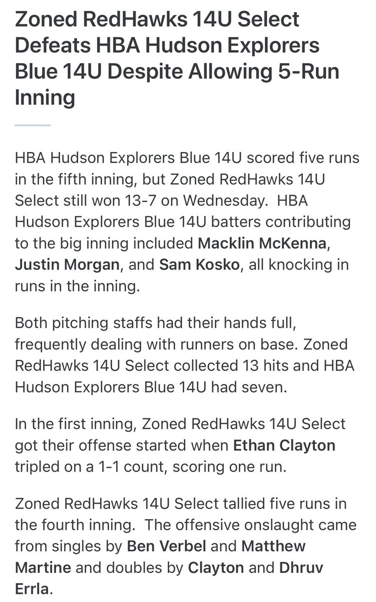 ZONED Sports Academy (@zonedsports) on Twitter photo π₯ Big Win for 14u RedHawks π₯
<a href="/RayDigmi/">Ray Digmi</a> <a href="/UNCOMMITTEDBSB/">Baseball Uncommitted</a> <a href="/ncsa/">NCSA College Recruiting</a> <a href="/Sports_Recruits/">SportsRecruits</a> <a href="/prepbaseball/">Prep Baseball</a> <a href="/ZonedRedHawks/">ZONED RedHawks</a> π₯ Big Win for 14u RedHawks π₯
<a href="/RayDigmi/">Ray Digmi</a> <a href="/UNCOMMITTEDBSB/">Baseball Uncommitted</a> <a href="/ncsa/">NCSA College Recruiting</a> <a href="/Sports_Recruits/">SportsRecruits</a> <a href="/prepbaseball/">Prep Baseball</a> <a href="/ZonedRedHawks/">ZONED RedHawks</a>