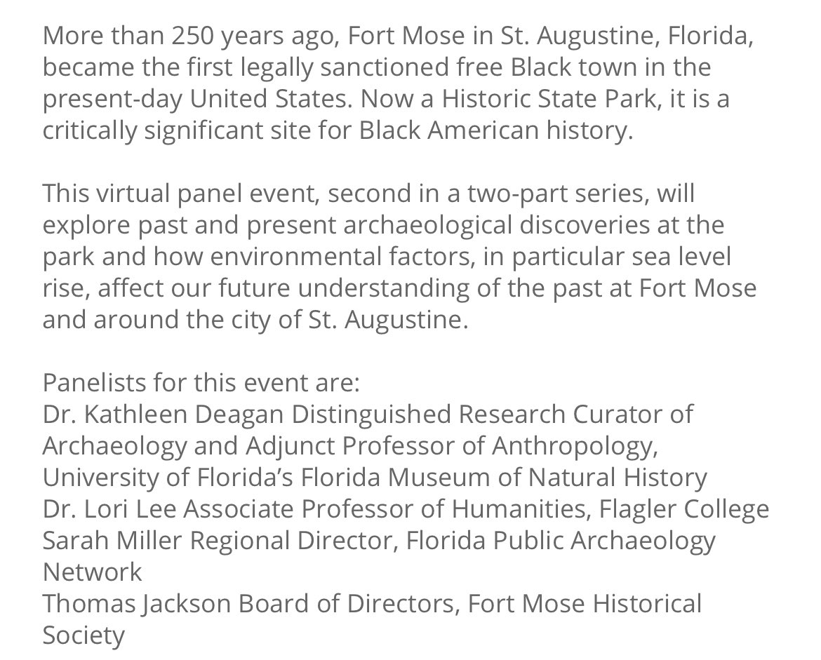 semiller88's tweet photo. Still time to register for free event via zoom featuring KATHY DEAGAN! TJ! @LoriLeeTX ! And li’l ol’ me:) discussing Fort Mose past, present, and future. (hint- field school 2100 will need scuba certs to excavate) register: https://t.co/OuGjOepmgb
1/2 #FtMose #pubarch #histarch https://t.co/tRen2BHdVX