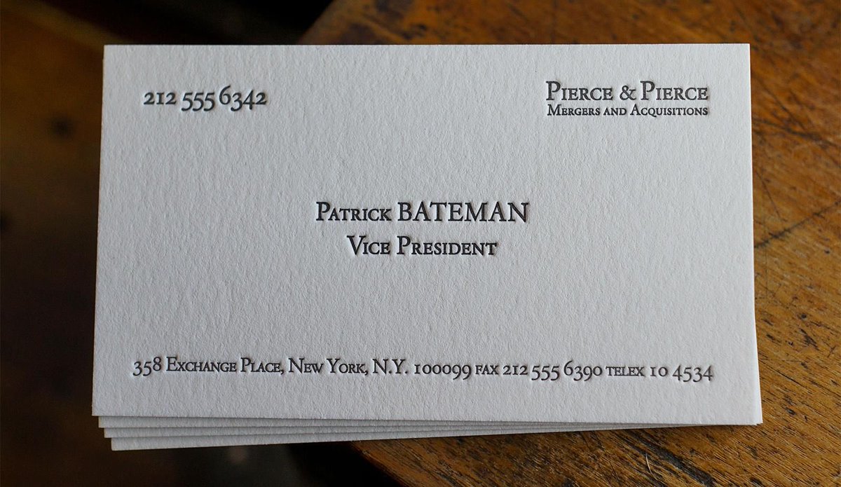 blademaciuba's tweet photo. @piscesinlove @planetmari_ i think scorpio would be american psycho's patrick bateman's business card in bone https://t.co/8serYlTjLk