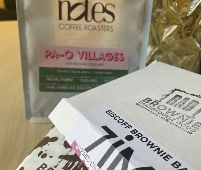 TattonLimited's tweet photo. Jo has received her treat box ready for her virtual coffee morning and CIO investment update with @7IM_Updates #virtualmeeting #coffeemorning #badbrownieco #notescoffee #brownies #coffee #chocolate #toshareornottoshare https://t.co/TK7ZlxS8t5
