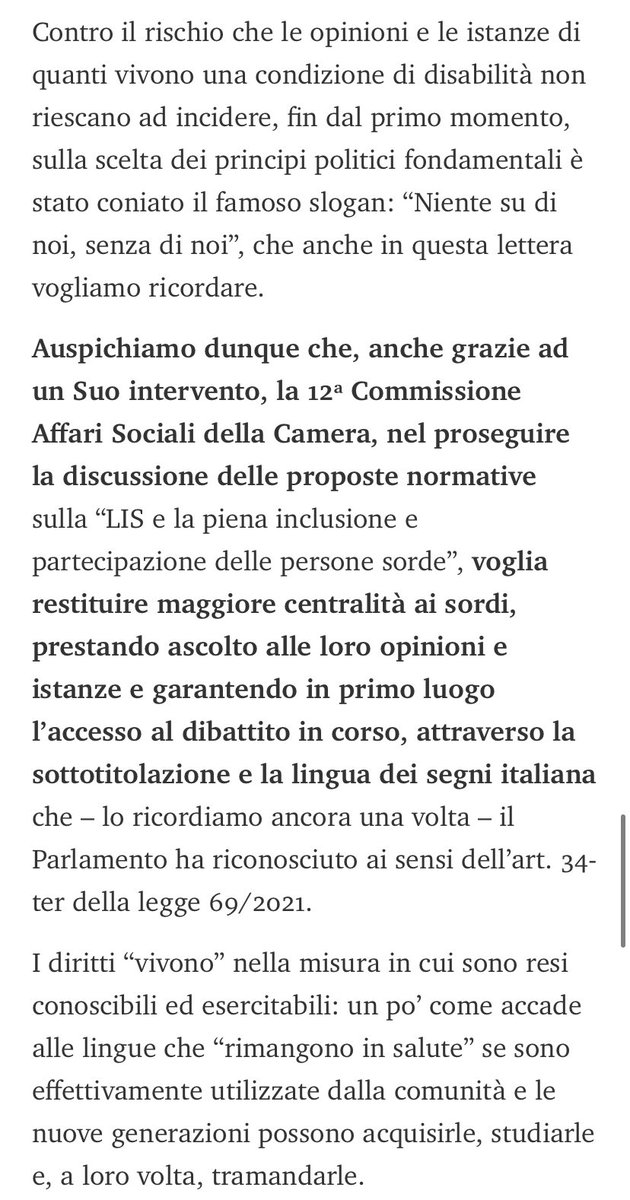 Gruppo_SILIS's tweet photo. 3/3 LETTERA per la Min.@erikastefani71 sulla mancata accessibilità alle audizioni presso la Comm. Affari Sociali alla Camera per discutere sulla legge“tutela delle persone sorde e dei loro figli, la loro integrazione sociale e culturale e la piena partecipazione alla vita civile” https://t.co/R00oUkpvQx