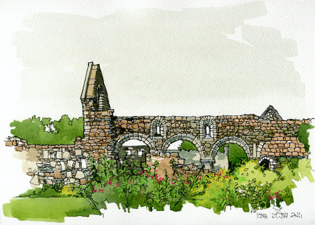 DelSale's tweet photo. Today's urban sketch is of the Nunnery on the Isle of Iona in the Hebrides.
The pink granite has a sparkle in the sunshine.
The viewpoint is at what3words location drummers.messaging.marathons
#inkjuly #sketchaday https://t.co/agSqDuaemN