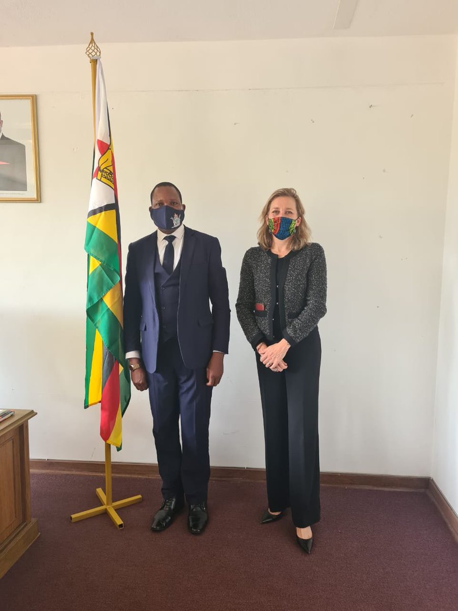 Frank &amp; positive farewell today between <a href="/bvanhellemond/">Barbara van Hellemond</a> &amp; Minister of #Agriculture Dr Anxious Masuka. Agri is key in both Zim &amp; NL.

Focus:
🚜Compensation for #Dutch BIPPA farmers
🐄Continued 🇿🇼🇳🇱cooperation in #dairy &amp; #Horticulture eg. <a href="/Green_Impact_C/">Green Impact Centre</a> <a href="/PUM_nl/">PUM</a> Land@Scale <a href="/hdczim/">Horticultural Development Council</a>