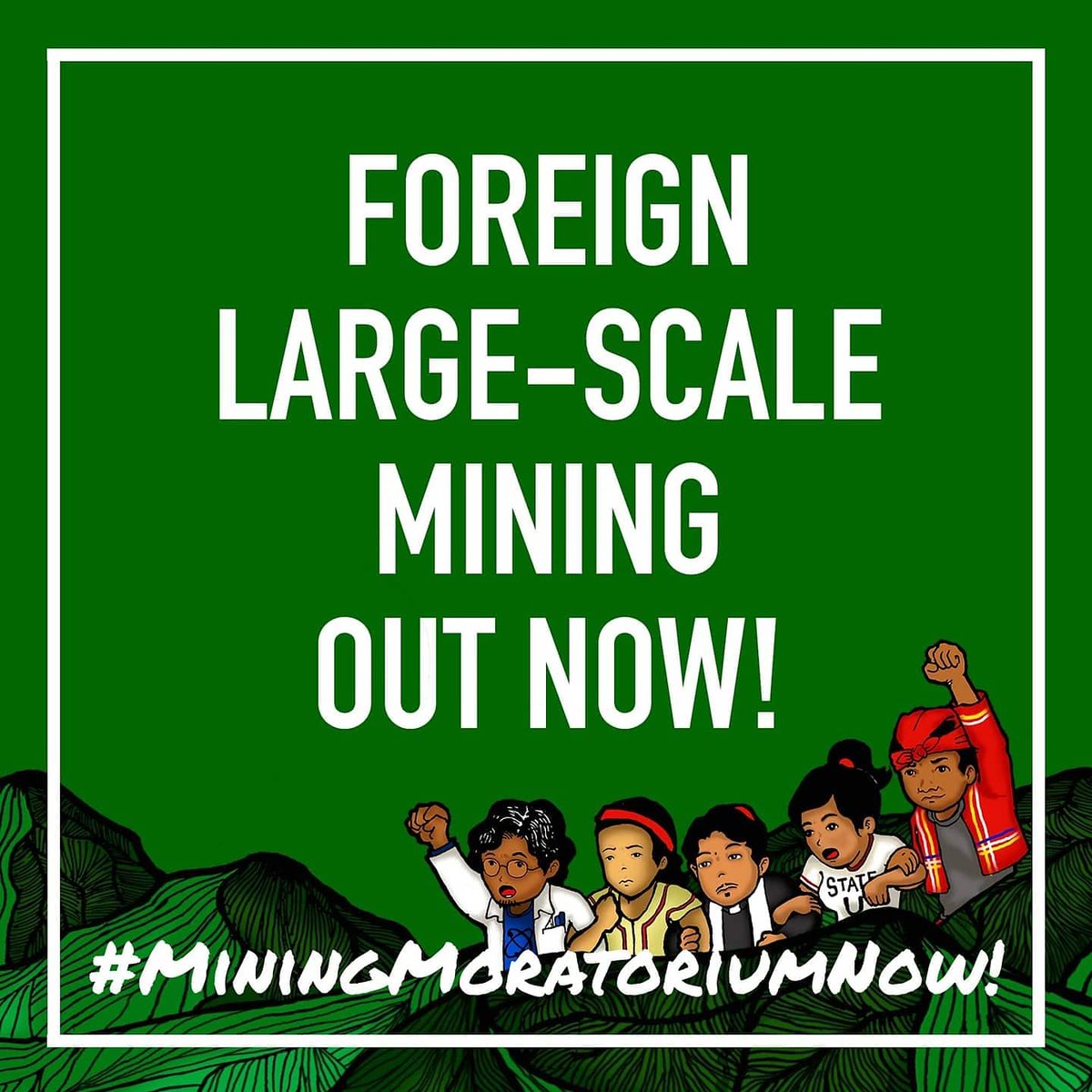 ILPS_XIX's tweet photo. ILPS XIX joins the Global Day against Mining to call for a #MiningMoratoriumNow! We choose land, life, and environment a hundred times over the 100 new mines that Duterte’s mining executive order will bring in. #YesToLifeNoToMining https://t.co/vv081gv36N