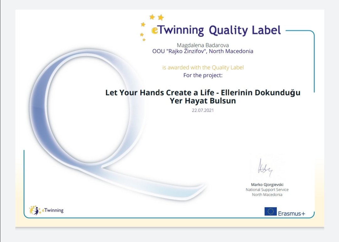 sehersrf's tweet photo. Sıfır atık ve geridönüşüm konulu
Let Your Hands Create a Life-Ellerinin Dokunduğu Yer Hayat Bulsun eTwinning Projemiz Makedonya'dan Kalite Etiketlerini aldı.
Thank you very much.
@tretwinning @eTwinningDestek @eTwinningMersin @eTwinningEurope @MersinMEM
@sifiratikgov @HandsLet https://t.co/RUABEdtzDx
