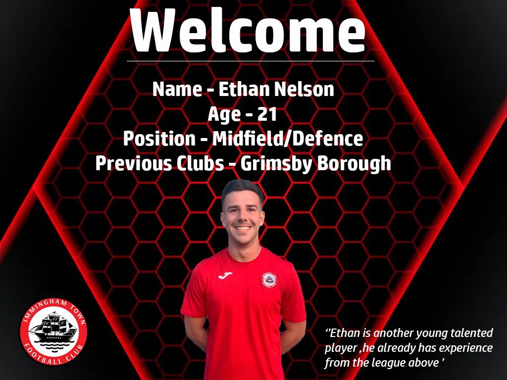 ImmTownfc's tweet photo. Immingham Town Football Club are delighted to announce the signing of Ethan Nelson

Manager Matt Bryant - " I can not complement this player enough. I have seen him mature over the years at different clubs, we are getting him at the right time, he will be a great addition.
1/2 https://t.co/mCcs3MNNJh