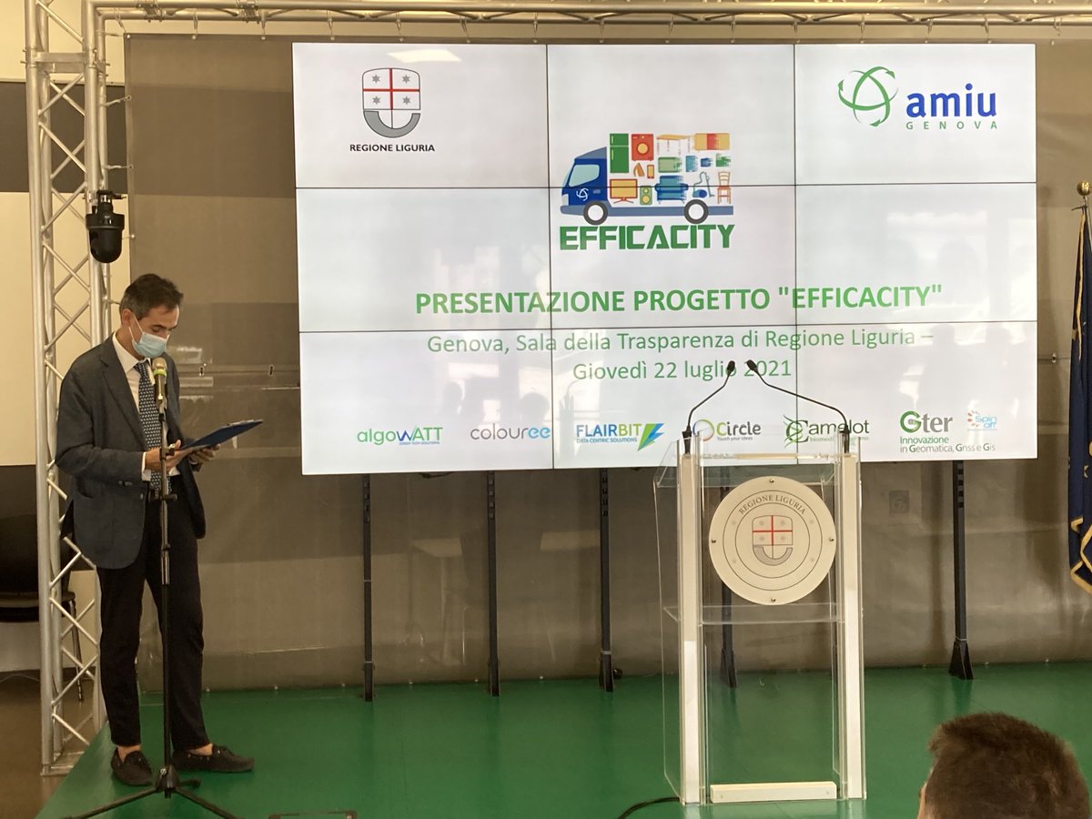 Presentazione del progetto #efficacity per lo sviluppo di soluzioni di end to life del rifiuti solidi urbani in ottica #CircularEconomy coordinato da #Amiu, cofinanziato da ⁦<a href="/RegLiguria/">Regione Liguria</a>⁩. ⁦<a href="/colouree/">Colouree</a>⁩ fra i partner  #waste #sdg #dataanalytics #mapping