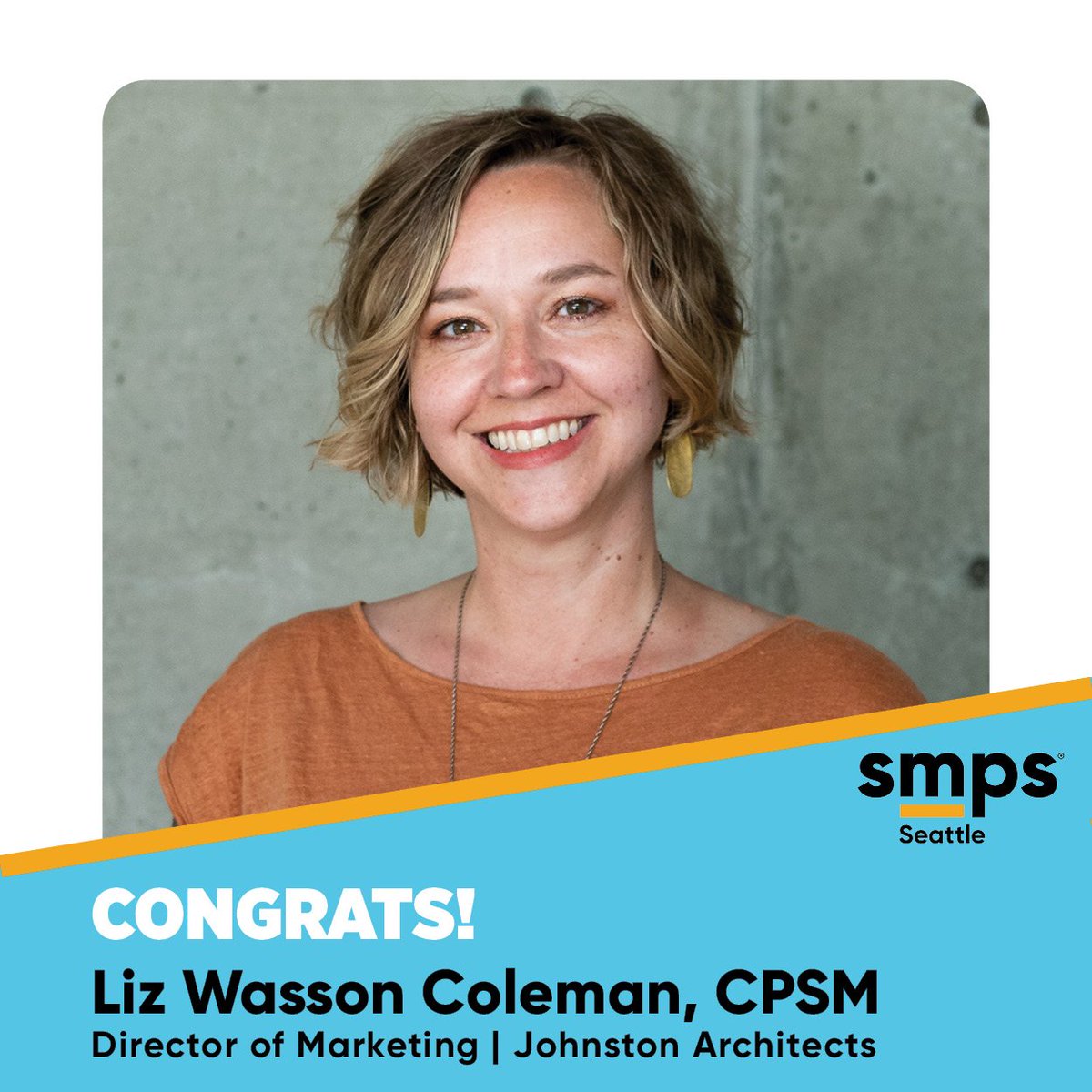 smpsseattle's tweet photo. To be the SMPS Seattle President-Elect is not a simple or easy job. And yet, Liz Wasson Coleman, CPSM somehow found the time to study for (and pass!) the CPSM Certification exam. Congratulations on achieving this goal, Liz! Your ever-growing involvement in SMPS is inspiring. https://t.co/pon9kayV5c