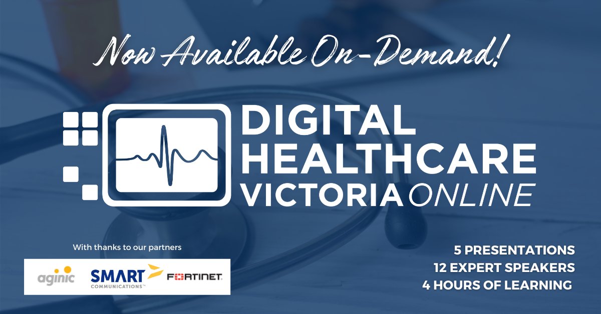 If you missed out on attending our Digital Healthcare Victoria Online Event earlier this month we have some good news: all presentations and recordings are now available on-demand! You can access all 5 sessions here lnkd.in/gkY7niS <a href="/Fortinet/">Fortinet</a> <a href="/aginic/">Aginic</a> <a href="/CCMInnovators/">Smart Communications</a> #AHW