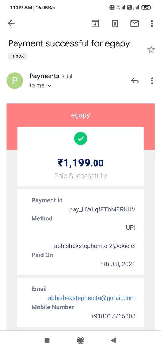 Abhishe77055453's tweet photo. @RazorpayCare All these proves that @egapyofficial has not fulfilled my purchase request but the money has been paid in full still @Razorpay @RazorpayCare is so concerned to talk with this fake merchant and not solve the issue of its customer.... #stopusingRazorpay .. https://t.co/1VliDxAspE