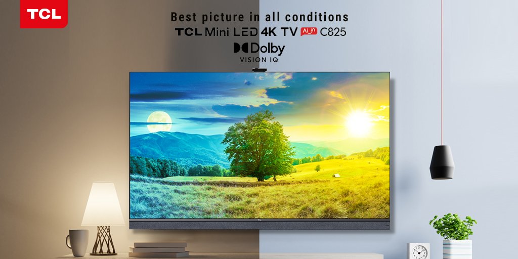 tcl_india's tweet photo. Enjoy the best of your HDR content with Dolby Vision IQ on #TCL Mini LED QLED 4K TV C825. It senses ambient light conditions to optimize your viewing experience every time. #TheUltimateEntertainer #MiniLEDMegaPossibilities https://t.co/aaDFLxMCix