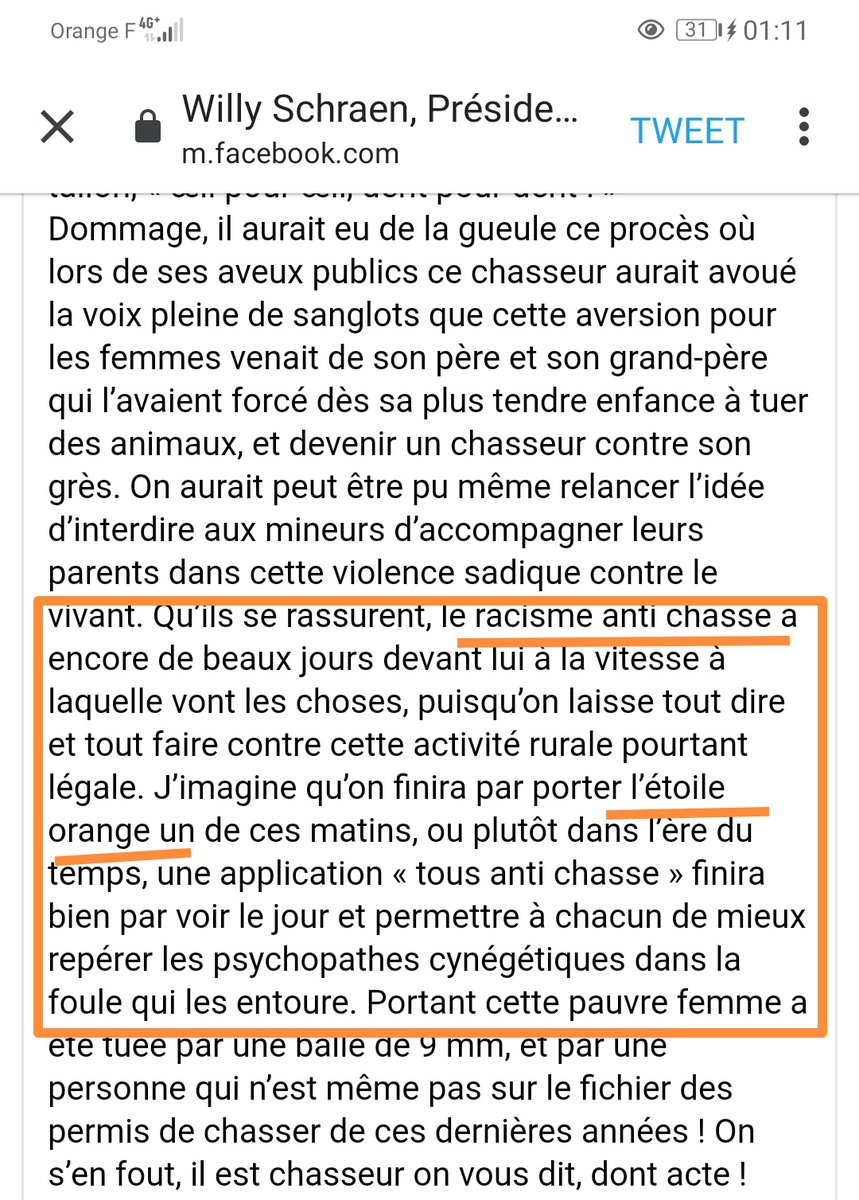 _LICRA_'s tweet photo. "Étoile orange"🤦‍♀️Non @WillySchraen, psdt de de la Fédé des @ChasseursFrance, vous n'êtes pas victime de racisme et vous ne vivrez pas ce qu'on vécu des milliers de personnes sous l'occupation parce qu'elles étaient juives. Ce manque de nuance et de décence est affligeant  #Chasse https://t.co/Nx8uZ8ecFy