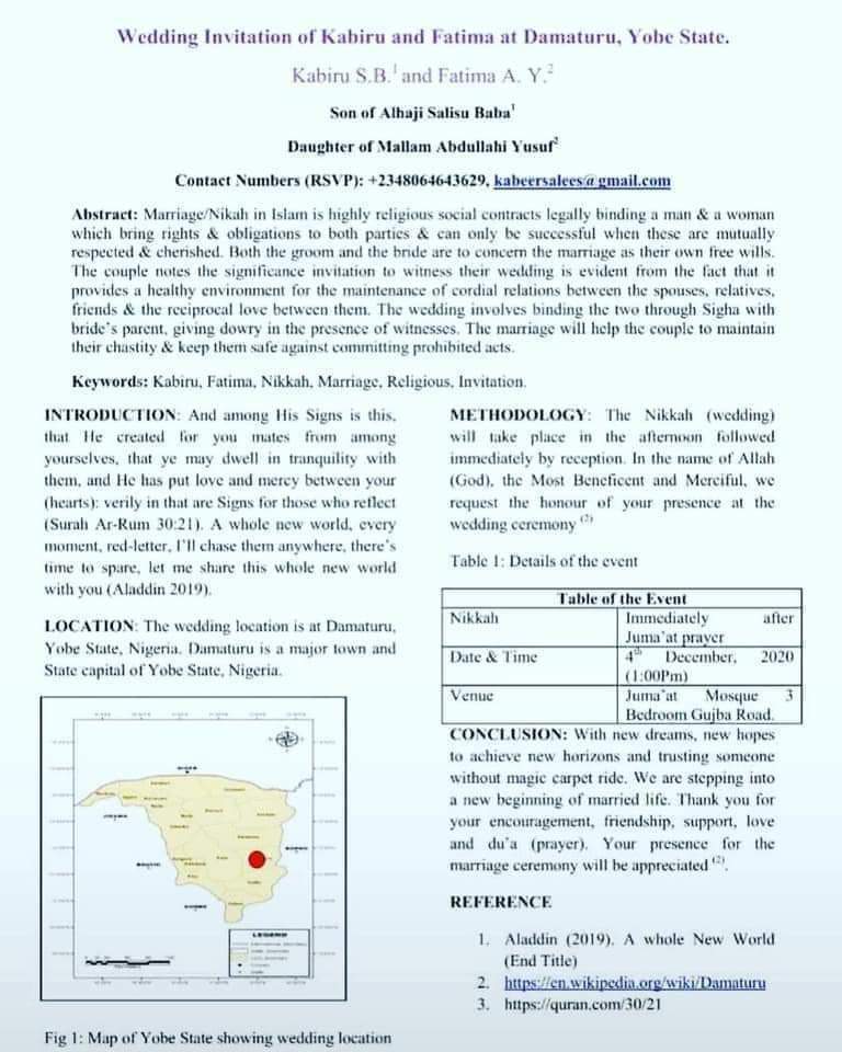 IamZeshan's tweet photo. Wedding invitation by a Phd scholar 😄 @PhDVoice https://t.co/AT5pWtYkQP