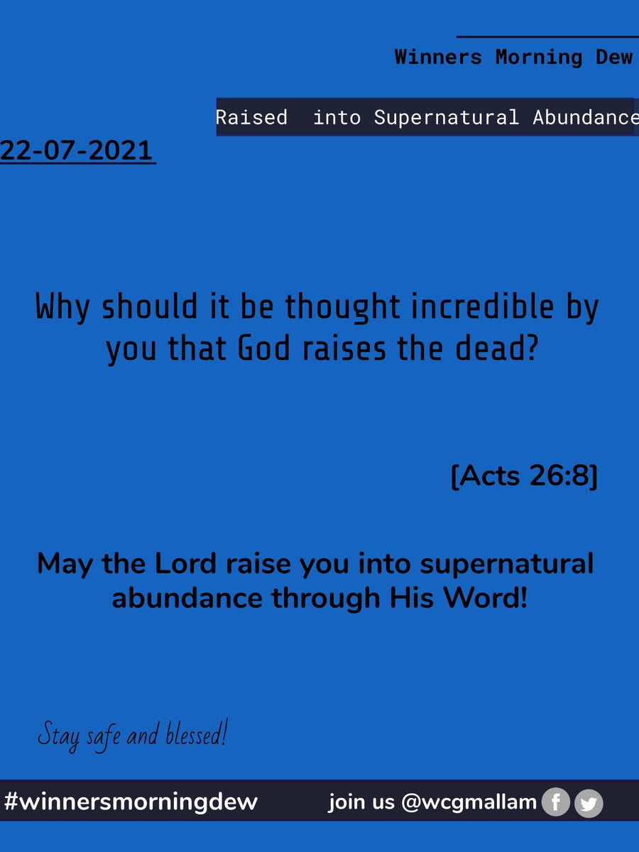 Winners Morning Dew
22-07-2021
#winnersmorningdew
#dailymotivation
#dailydevotional
#dailydevotion