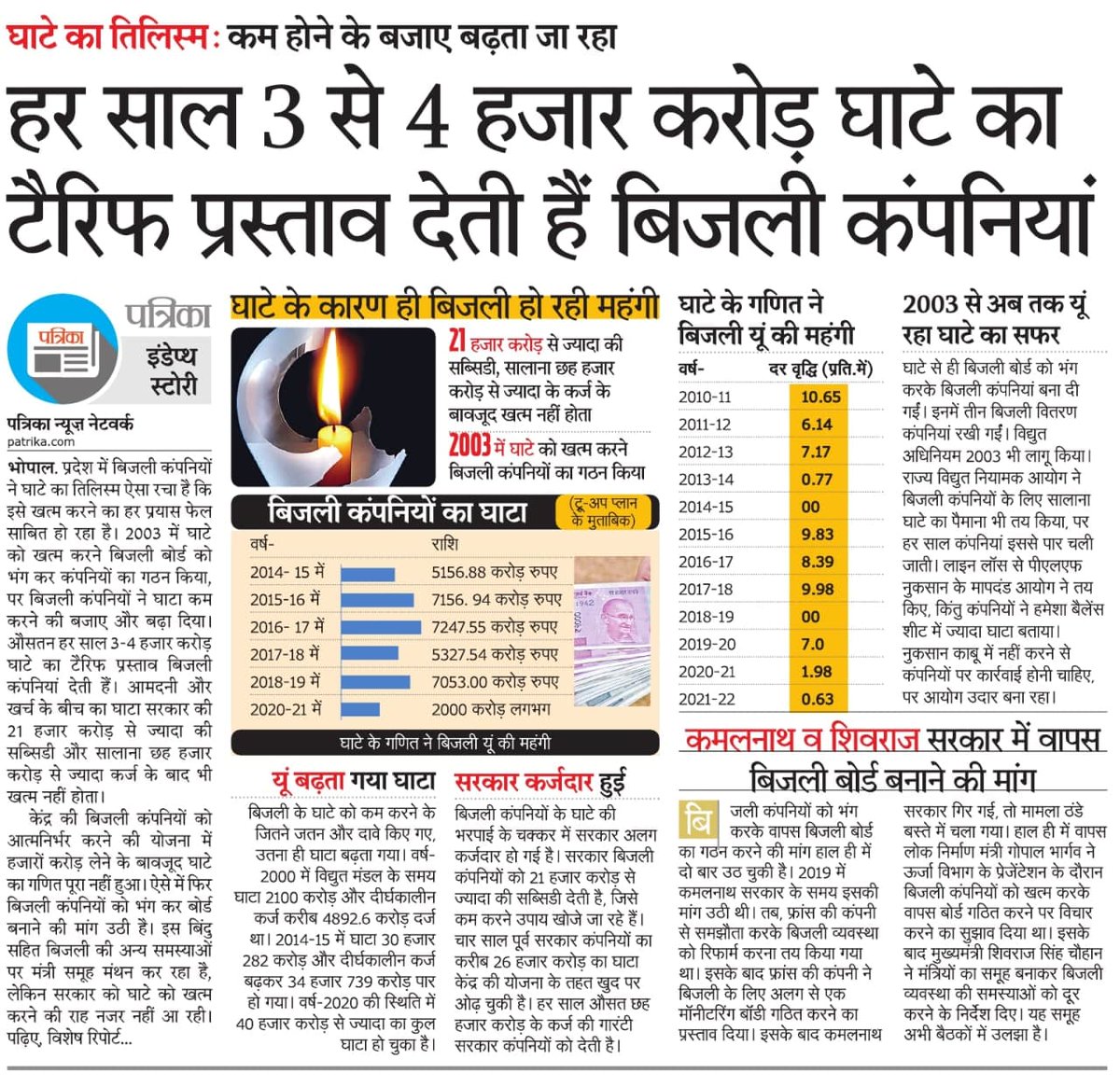 pankaj07081976's tweet photo. बिजली का खेल : बिजली महंगी मिलने के पीछे असल कारण क्या हैं। उपभोक्ता के साथ ऐसा छल होता है कि उसे जानकारी ही नहीं होती। #electricitybill #electricity @PMOIndia @PradhumanGwl @patrika_mp @PatrikaNews @rpbreakingnews https://t.co/kDFrqOUvIU