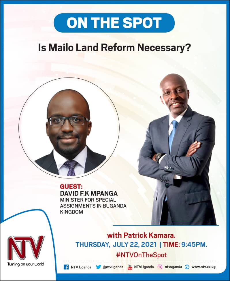 ntvuganda's tweet photo. TONIGHT!

President Kaguta Museveni says mailo land is a very bad system. However, several Buganda leaders have come out say blaming the system is missing the point. We will talk about this and more on #NTVOnTheSpot as we host David F.K. Mpanga @dfkm1970

Tune in! https://t.co/SHNDgneVUb