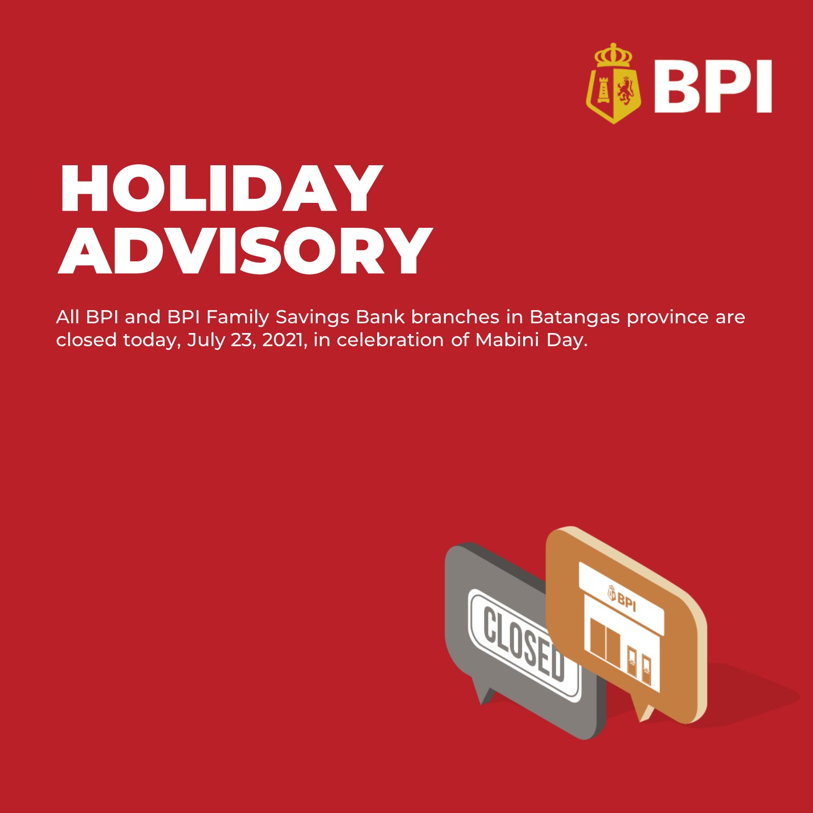 Bpi Presidential Proclamation No 2367 Has Declared July 23 21 Friday As A Special Non Working Public Holiday In Batangas Province And The Cities Embraced T Co Vwz1xzxekn Twitter