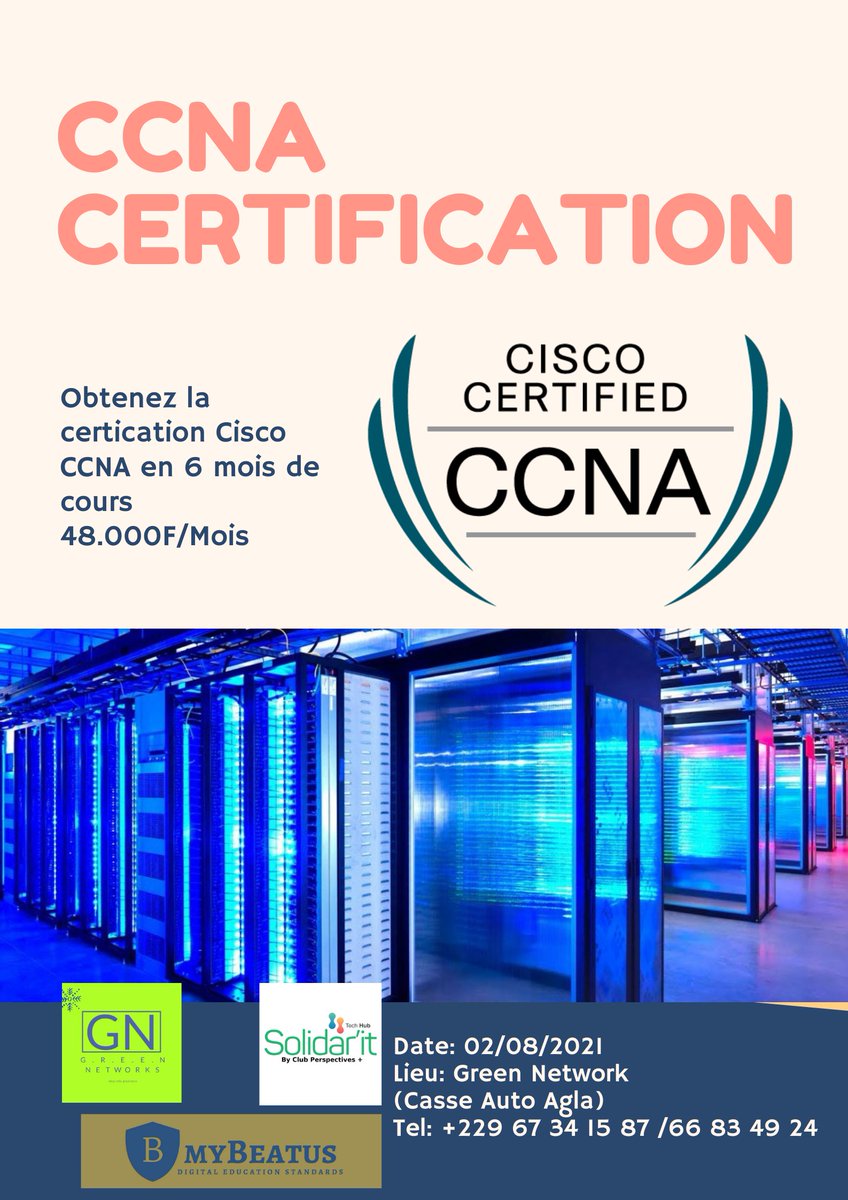 Les entreprises savent déjà qu'un informaticien certifié Cisco fait partit d'une tranche supérieure à celle des autres
Formez vous pour obtenir la certification CCNA,:
forms.gle/woBMM4PwskHrN9…
#cisco #ccna #leadership #entreprises