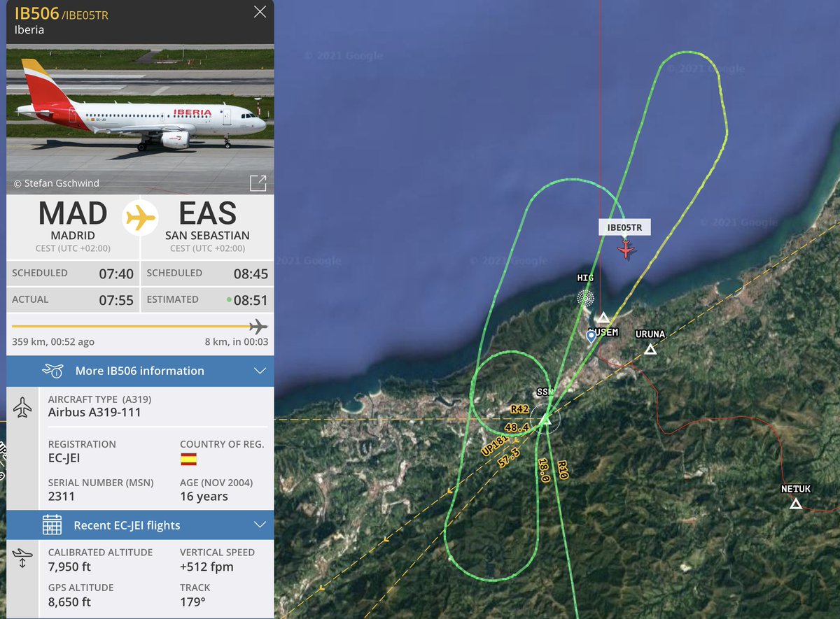 DonostiAir's tweet photo. ⚠️DESVIADO⚠️
------------------
Vuelo: #IB506
Compañía: @Iberia
Ruta: #Madrid - #SanSebastian
Avión: AIRBUS A319
Programada: 07.40-08.45
Estimada: ⚠️⚠️ DESVIADO BIO
-------------------
MOTIVO: METEO https://t.co/DzVhRGyaUc