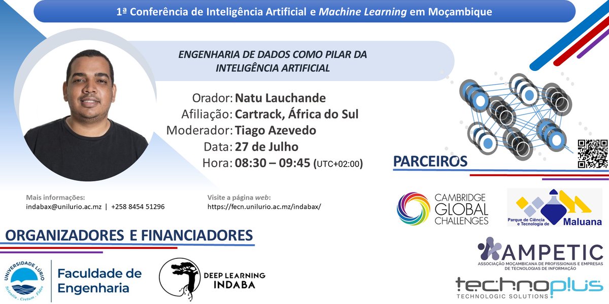 Inscreva-se na 1ª conferência de inteligência artificial e Machine Learning em Moçambique, 26-28 de Julho de 2021: fecn.unilurio.ac.mz/indabax/  #MachineLearning #DeepLearning #ArtificialIntelligence