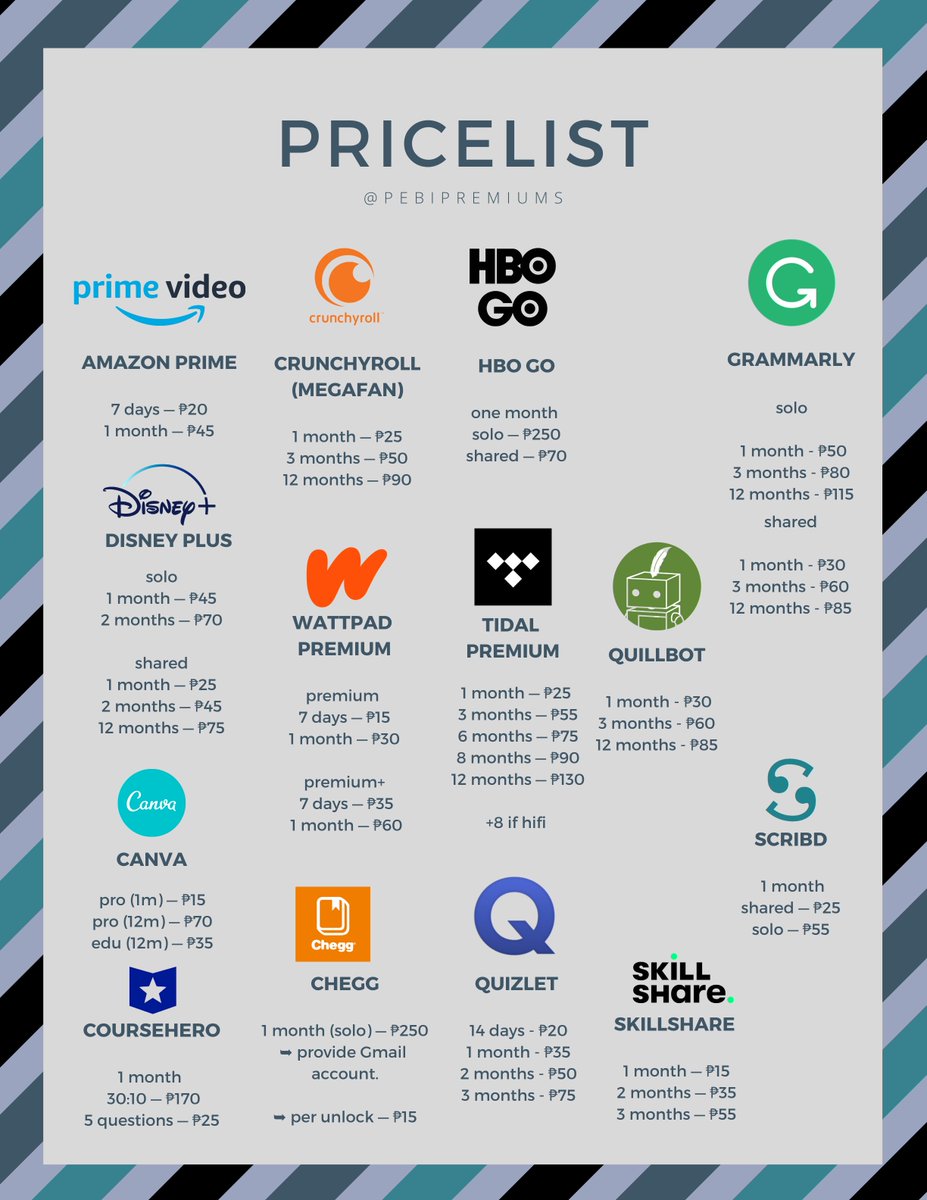 pebipremiums's tweet photo. — Pricelist

notes
: prices are not fixed, it may change depending on the availability
: more premiums available, just hmu 
: feel free to ask questions
: was @grasyanaprems T_T
: since August, 2020
: #PebiProofs

proofs here: 
🔗https://t.co/tTGxycBz47 https://t.co/PjApJWNdAW