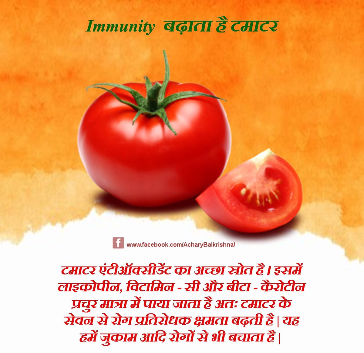 #immunity   बढ़ाता है #टमाटर bit.ly/2XUoTj5
#आचार्यबालकृष्ण #acharyabalkrishna #आयुर्वेद #ayurveda  #Patanjali #पतंजलि #tomato #रोग_प्रतिरोधक_क्षमता
