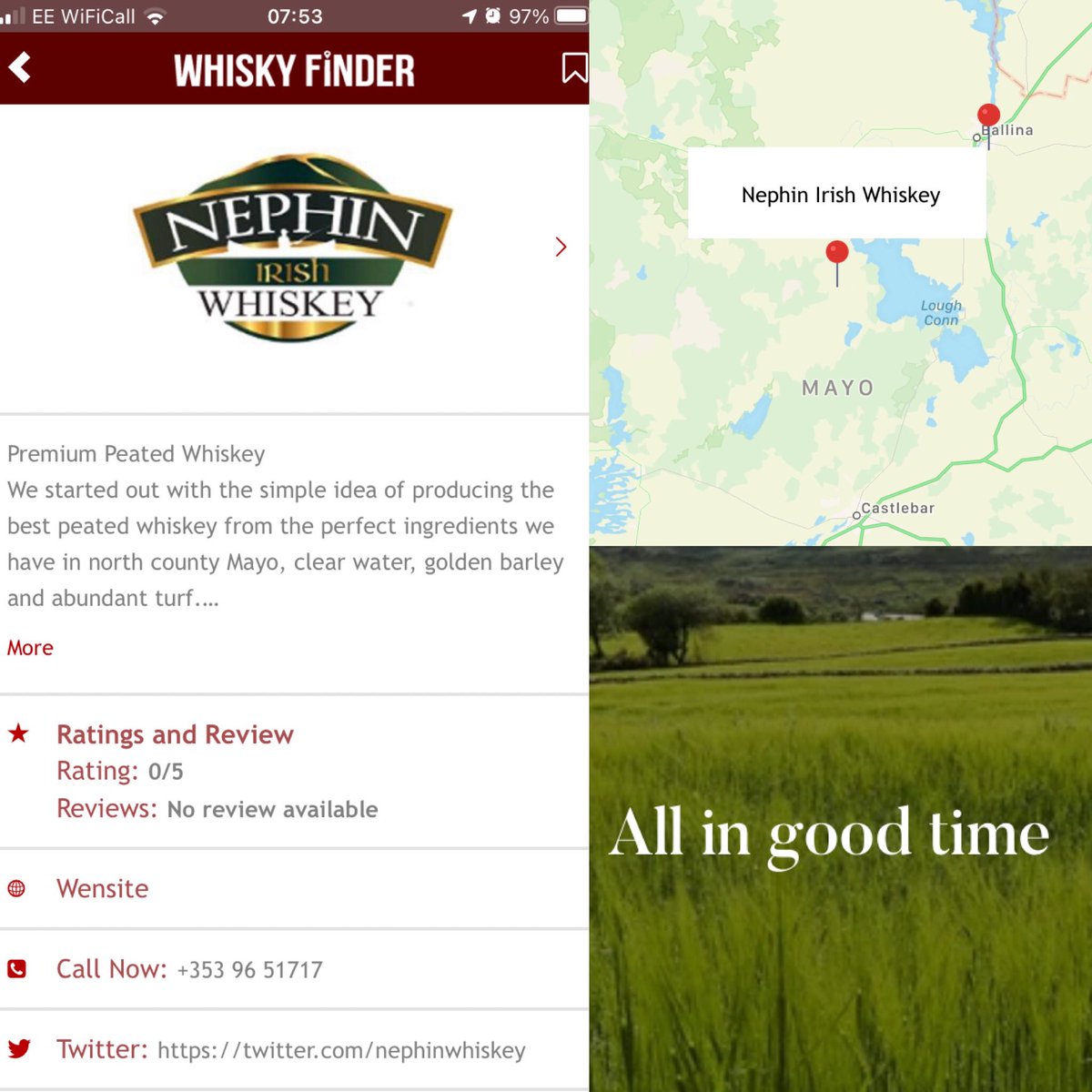 Just added 7 #irishwhiskey distilleries to the app, including <a href="/NephinWhiskey/">Nephin Whiskey</a> from Co. Mayo. Looks amazing!