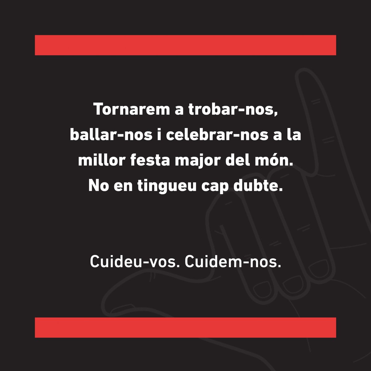 😢 Tornarem a trobar-nos, ballar-nos i celebrar-nos a la millor festa major del món. No en tingueu cap dubte. 

❤️ Cuideu-vos. Cuidem-nos.

#TORNAREM

#Manlleu #Osona #FesteJove21