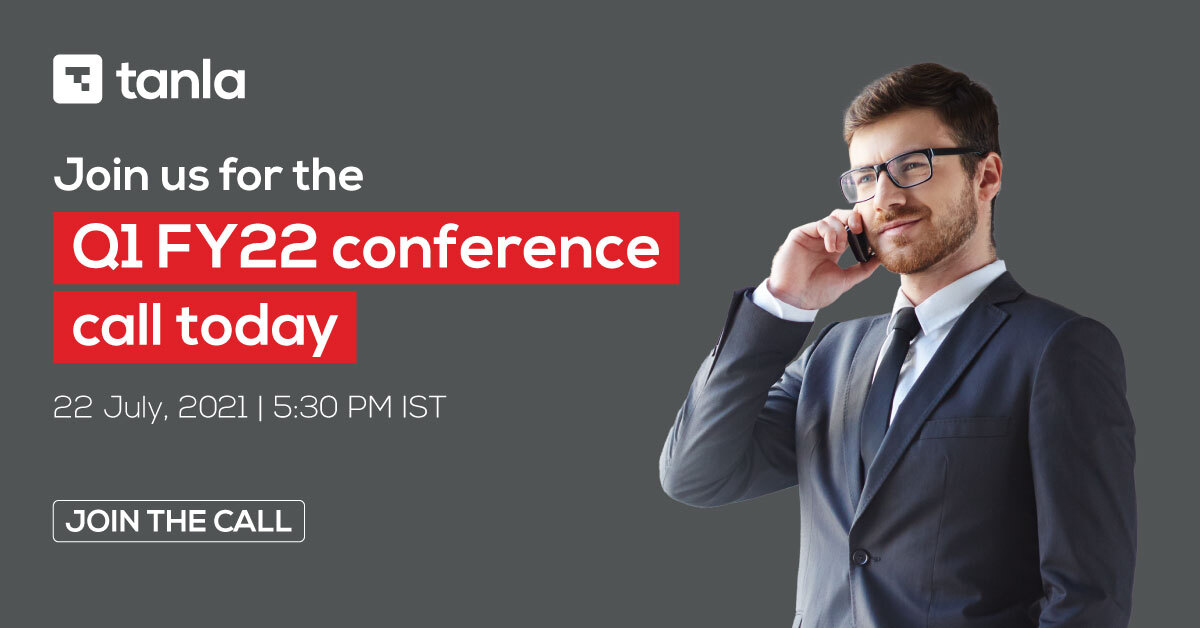 Join us for #Tanla’s #Q1FY22 conference call. Our Chairman &amp; CEO <a href="/udaydasari/">Uday Reddy</a> along with the leadership will discuss the financial results for this quarter. See  details for joining the call here : bit.ly/2UBL4hz