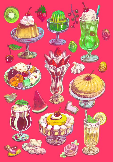 「kiwi (fruit) parfait」 illustration images(Latest)