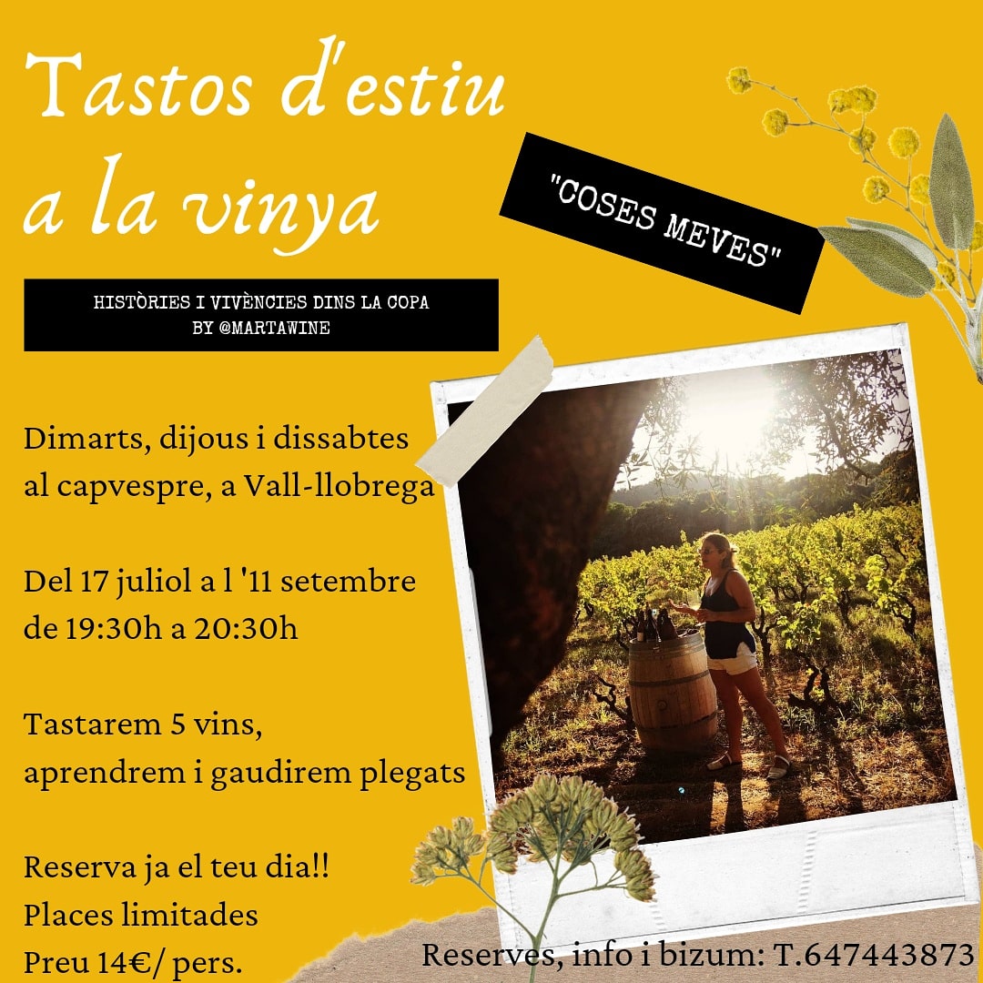 Us espero #tastosdestiu a la vinya🍷 Enguany #cosesmeves 🔝Dimarts, dijous i dissabtes a les 19:30h.👉Tria el teu dia, 647443873