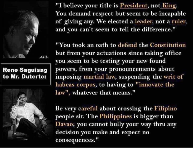 joeytrenas77's tweet photo. Rene Saguisaf speaks up! 👍 https://t.co/PFM40y1dkN