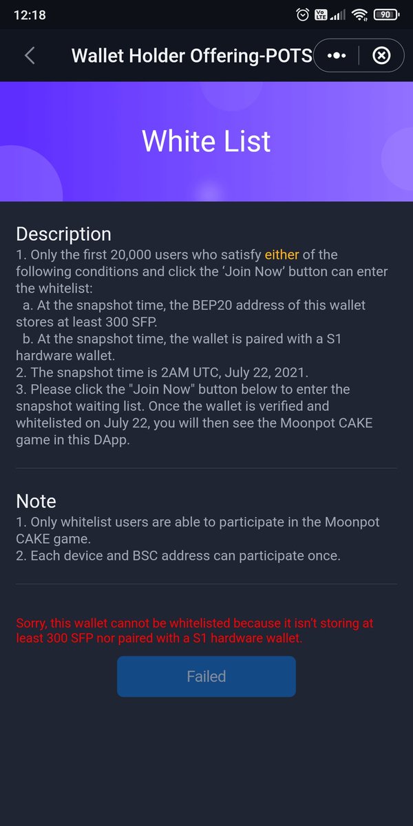 Velege2's tweet photo. @safepal @moonpotdotcom hello, i was not whitelisted due to Safiepal S1 not being linked. But my Safiepal S1 was linked on 07/19/2021. Why am I not whitelisted? https://t.co/XWnQf83NiY