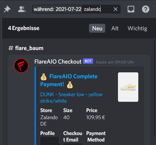 Secured 7 Dunk Low Strike Yellow on Zalando 🙌

Bot: <a href="/FlareAIO/">Flare</a> <a href="/FlareSmashed/">FlareSmashed</a> 
Proxies: <a href="/robo_proxies/">Robo Proxies</a> 
Group: <a href="/PurePings/">Pure Pings</a>