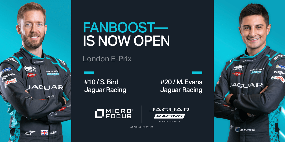 MartaGeorge90's tweet photo. Formula E #FanBoost voting is open for this weekend’s race! Let’s give @JaguarRacing @MitchEvans_ and @SamBirdOfficial extra power for the #LondonEPRIX. Vote here: | #JaguarElectrifies #RaceToInnovate. https://t.co/OL0GZHhdJY #TeamMicroFocus https://t.co/A74JWZkpwC