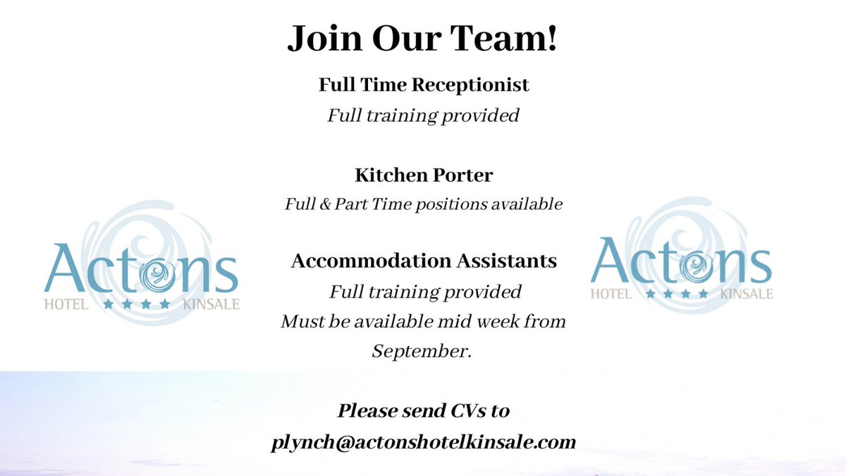 We're hiring!!🤩 Join our team! #kinsale #irelandjobs #hospitalityindustry #hotel