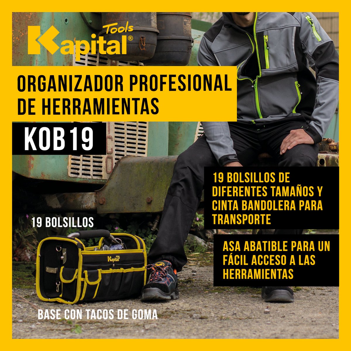 🧰El organizador profesional de herramientas #KOB190 de #KAPITALTOOLS y su gran capacidad de almacenamiento contando con 19 bolsillos de diferentes tamaños.

#organizador #profesional #herramientas #tools  #kapital #resistente #ligero #19bolsillos #fegemu #fegemuiberia #fegemusa