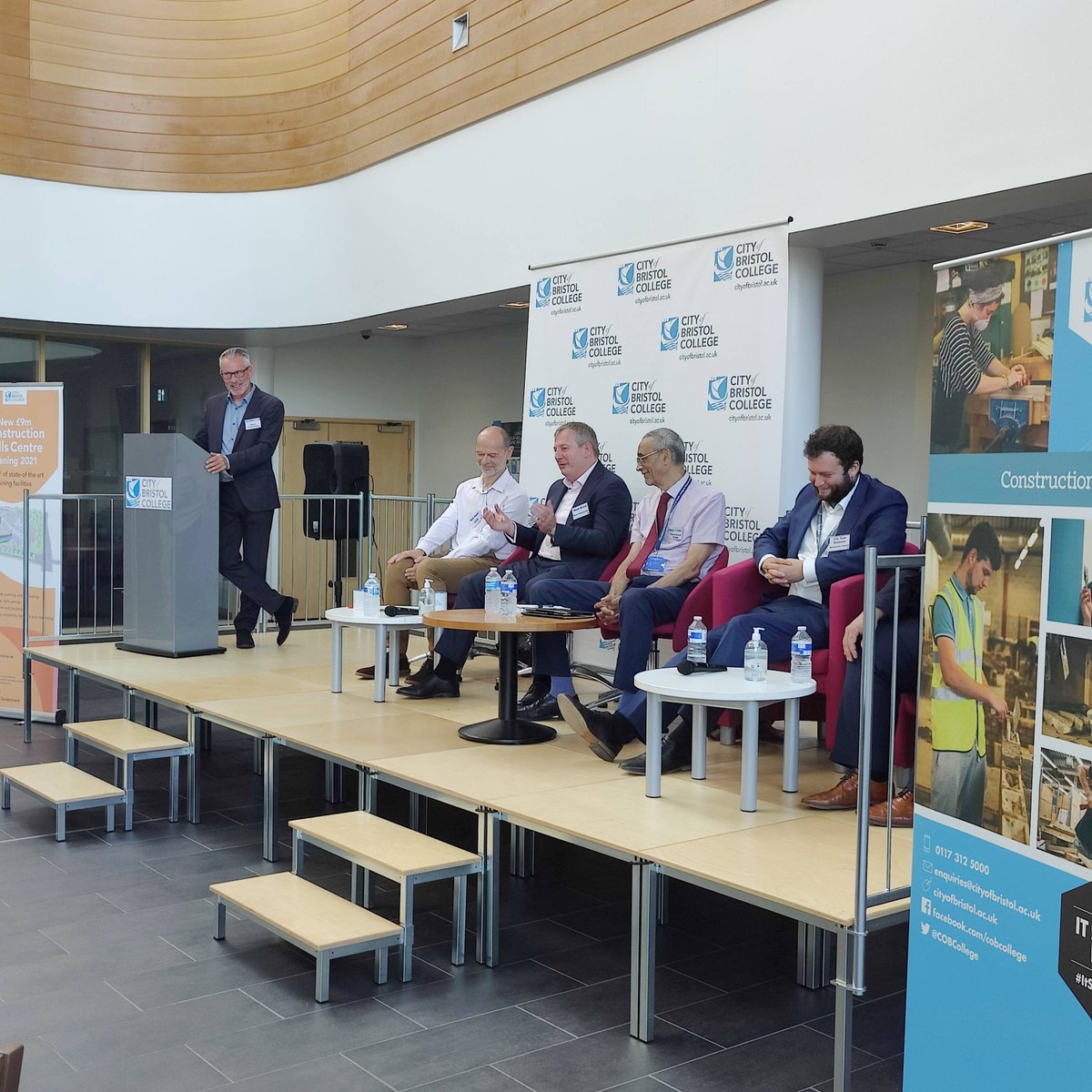 CoBCollege's tweet photo. Questions and topics posed to the panel have included:
- How we ensure young people don’t see construction as a ‘poor career’?
- Shortage of materials in the industry
- Flexi working and ensuring inclusivity for everyone
#CoBCQuestionTime #construction #MyBristolCollege https://t.co/uToKNYBCK2