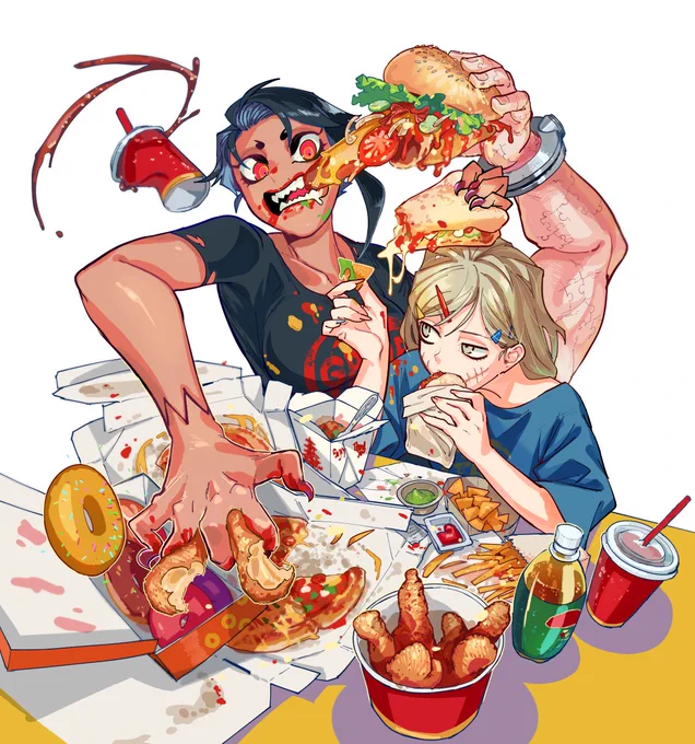 #東京入星管理局
これを描いたときに資料としてフォローしたジャンクフード画像botがよく流れてきて空腹に効く 