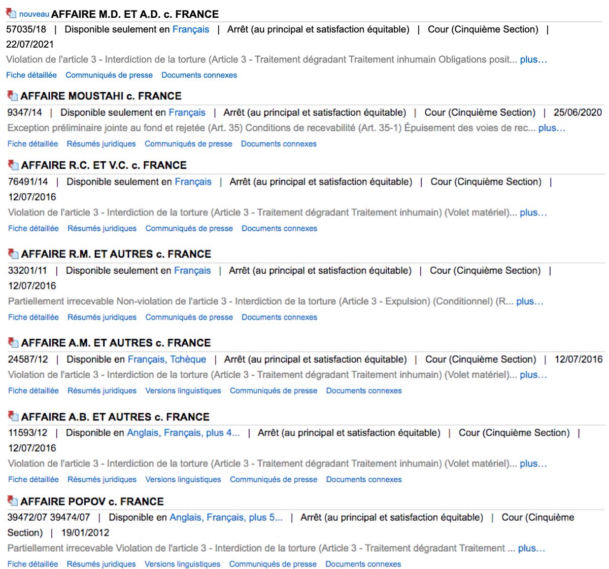 Rétention des enfants : Avec la condamnation du jour, c'est la septième fois (depuis 2012) que la #France est condamnée par la #CEDH pour rétention d'enfants.

En 2020, la Cour a même jugé que le traitement de deux enfants en bas-âge caractérisait "un manque flagrant d’humanité".